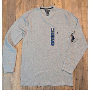 NWT Polo Ralph Lauren Mens Thermal Long Sleeve Sleepwear Shirt Gray Size Medium